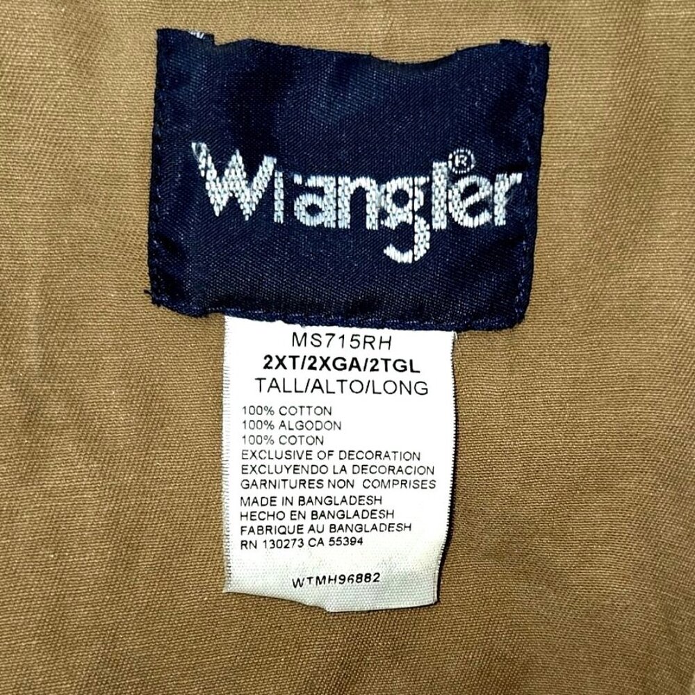 Wrangler Vintage Tan Pearl Snap Long Sleeve Western Cowboy Work Shirt Men's 2XT - Picture 7 of 7